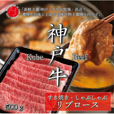【ふるさと納税】神戸牛リブローススライス 500g【うすなが牧場】FU001【配送不可地域：離島】【1638845】