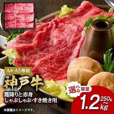 【ふるさと納税】神戸牛　霜降りと赤身のしゃぶしゃぶすき焼き(250g/400g/550g/800g/1200g)_ 神戸牛 神戸ビーフ 黒毛和牛 霜降り 赤身肉 しゃぶしゃぶ すき焼き 食べ比べ ブランド牛 高級肉 ギフト 贈答用 プレゼント グルメ 送料無料 【配送不可地域：離島】【G1443131】｜兵庫県養父市