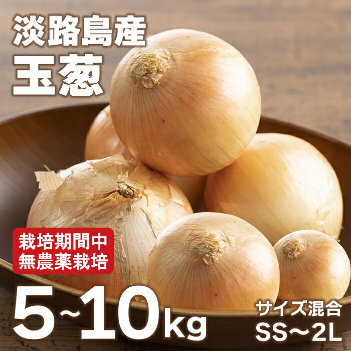 【ふるさと納税】淡路島玉葱 5kg・10kg【栽培期間中、無農薬栽培】サイズ混合SS~2L 玉ねぎ 野菜 お取り寄せ 産地直送|兵庫県淡路市