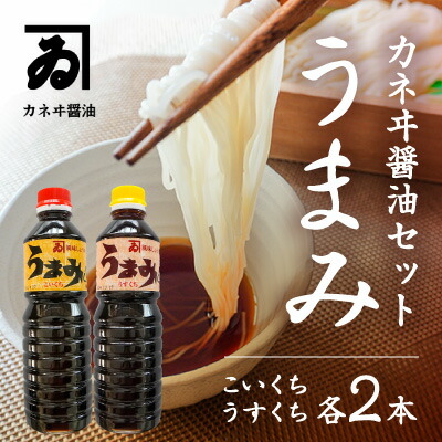 【ふるさと納税】H-88【明治2年創業 カネヰ醤油】風味醤油「うまみ」こいくち・うすくち各500ml&times;2本セット｜兵庫県たつの市
