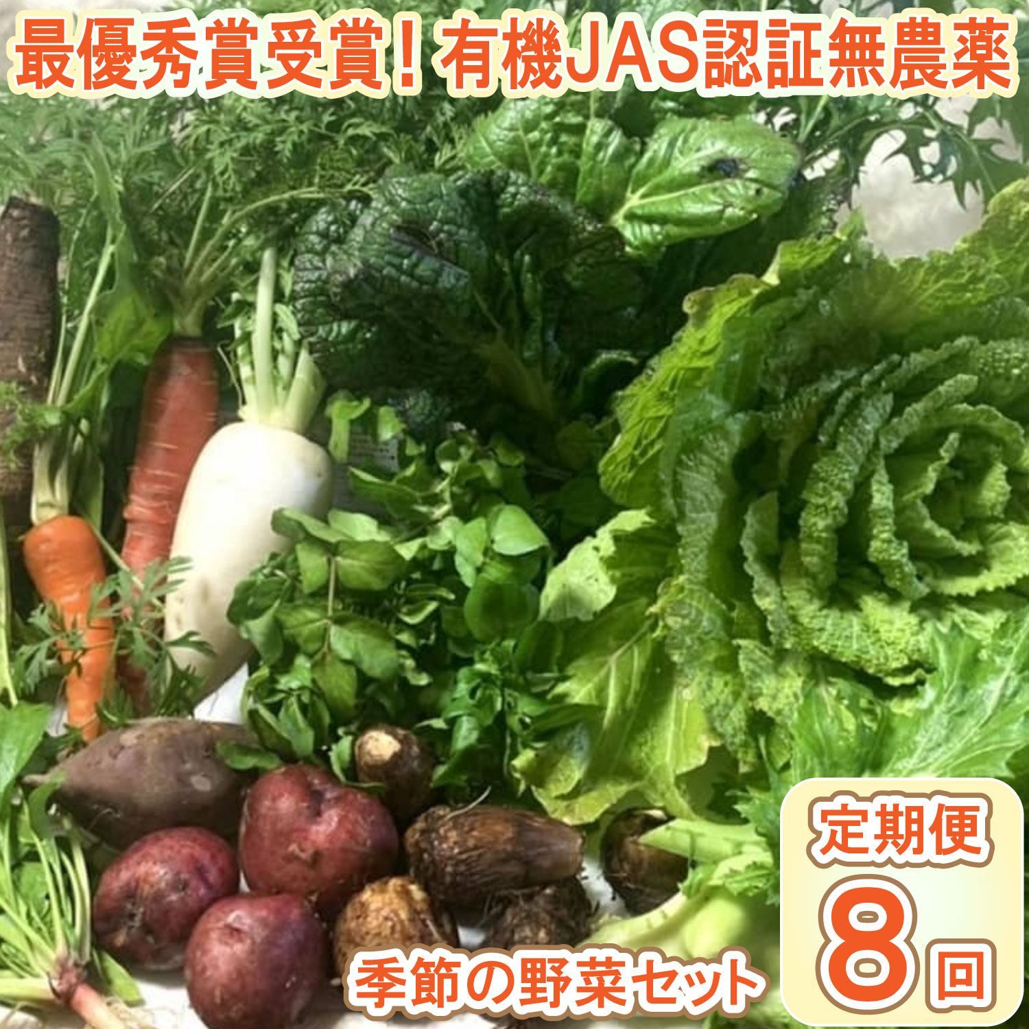 【ふるさと納税】【最優秀賞受賞！甘味＆栄養】有機JAS認証の無農薬、チヨちゃんの野菜８ヶ月定期[958]