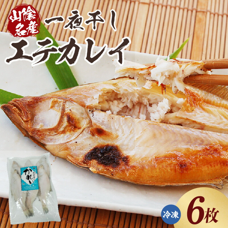 【ふるさと納税】 山陰名産 エテカレイ 一夜干し 冷凍 【6枚】 天然塩のみ 仕上げ 昔ながら 干物 えてかれい 海鮮 名産品 魚 グルメ お取り寄せ おつまみ おかず ごはん 酒の肴 産地直送 自慢の返礼品 兵庫県 香美町 冷凍便 BBQ 魚介 74-11 送料無料｜兵庫県香美町