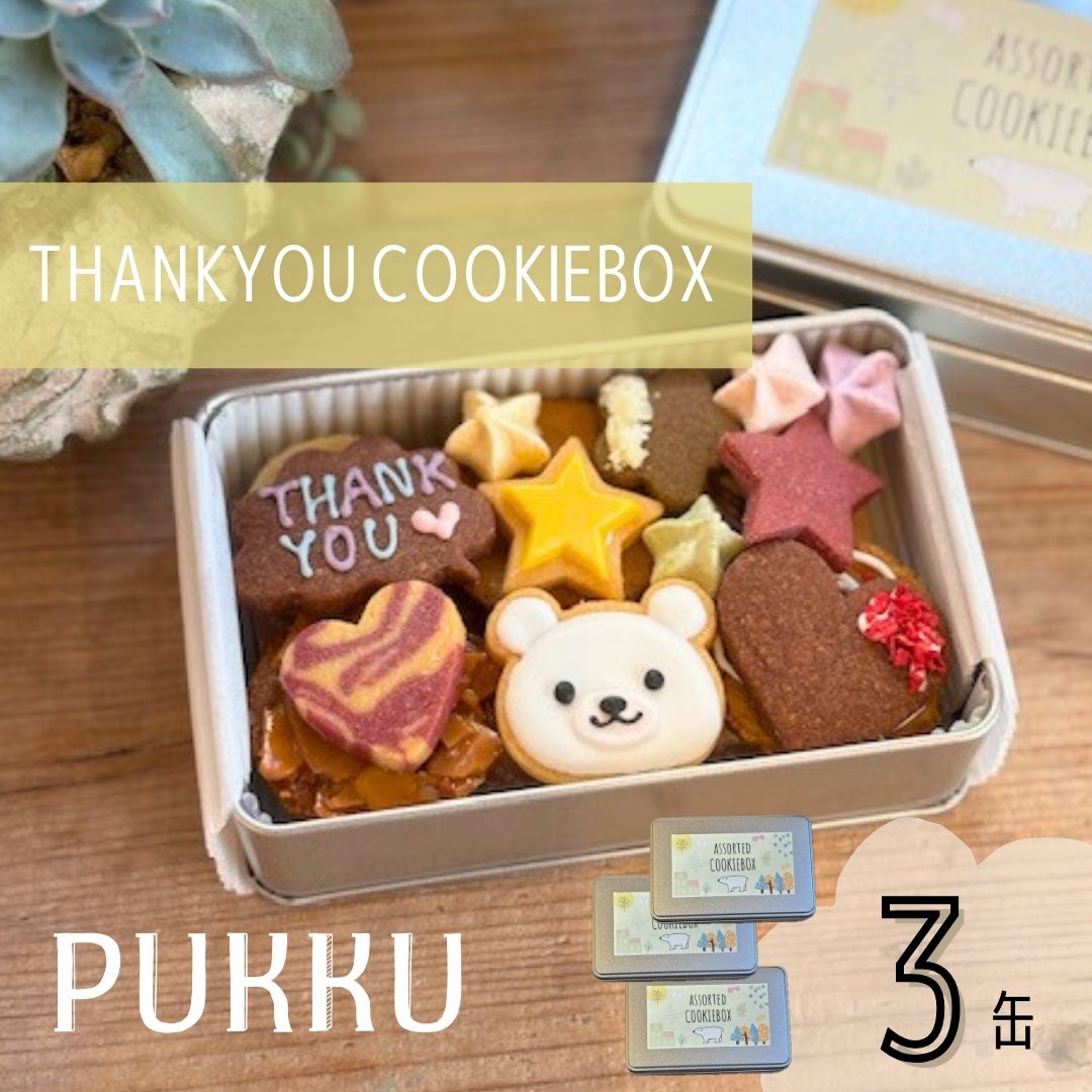 【ふるさと納税】 THANK YOU クッキー缶 3缶 クッキー 詰め合わせ 焼き菓子 お菓子 無添加 贈答品 お歳暮 ギフト プレゼント 贈り物 引き出物 お祝い返し 内祝い シフォンのお店PUKKU 奈良県 奈良市 なら 19-013