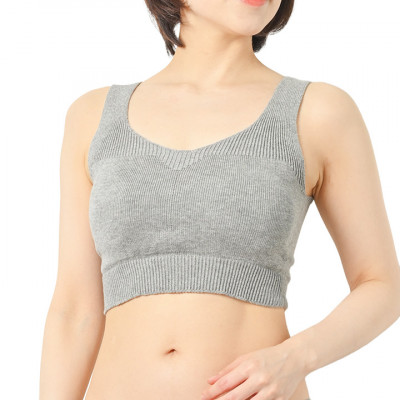 【ふるさと納税】日本製 オーガニックコットン ゆったりブラ (パット付) 無縫製 グレー (6681-S7363)【1324239】
