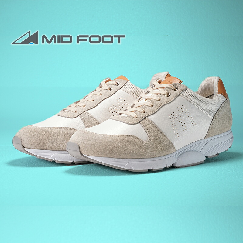 【ふるさと納税】MIDFOOT ( ミッドフッド ) 紳士靴 レザースニーカー MF001JM ( ホワイト ) 4E ファッション シューズ メンズ お洒落 レザーシューズ エコレザー 快適 履き心地 36,400円