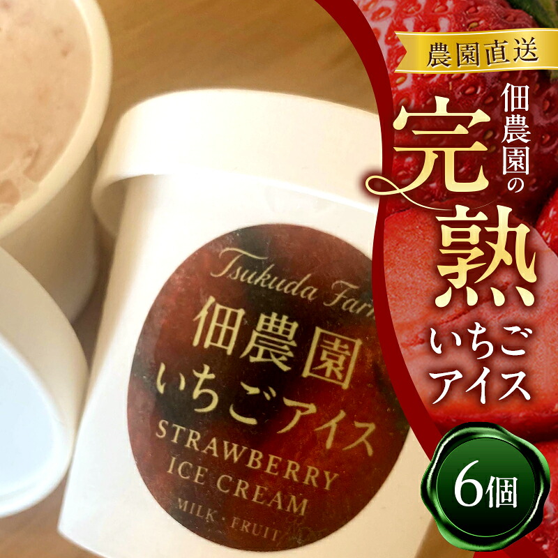 【ふるさと納税】農園直送　佃農園の完熟いちごアイス 6個　アイス アイスクリーム いちご イチゴ 苺 完熟 スイーツ おやつ デザート 冷菓 奈良県 大和郡山市