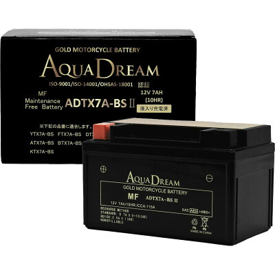 【ふるさと納税】AQUADREAM GOLD バイク用バッテリー 液入充電済 ADTX7A-BS II 1個【配送不可地域：沖縄県】【1641488】