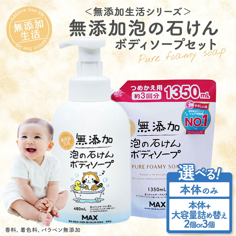【ふるさと納税】＼選べる内容／無添加　泡の石けんボディソープ　＜無添加生活シリーズ＞｜無香料 無着色 パラベンフリー　石鹸　せっけん｜奈良県橿原市