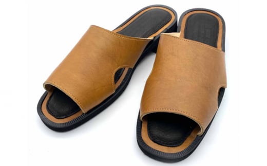 【ふるさと納税】WRAP SANDALS キャメル×ブラック×キャメル 24cm ／ マルサンフットウェアー サンダル レザー 軽量 奈良県 御所市