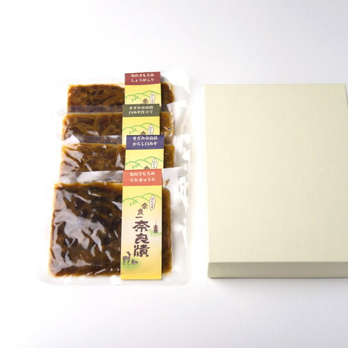 【奈良といえば奈良漬】いろんな味が楽しめるきざみ奈良漬4種類詰合せ(100g×4種類)