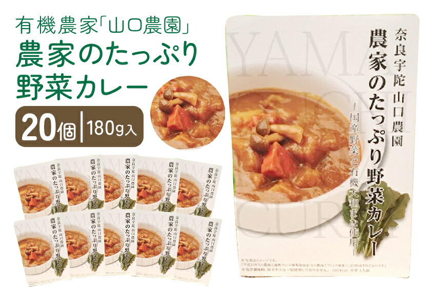 【ふるさと納税】農家のたっぷり野菜カレー　２０個／山口農園 有機野菜 オーガニック 伝統野菜 レトルト 詰め合わせ カレー ギフト カレーセット スパイス 飯 キャンプお取り寄せ 奈良県 宇陀市 送料無料 おかず ご当地  簡単 お歳暮 暑中見舞い  保存 時短 国産 保存食