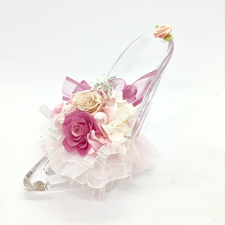 【ふるさと納税】プリザーブドフラワー fieur misakiのガラスの靴シリーズ 「眠れぬ森のロマンスピンク」 / お祝い インテリア 花 アレンジ プレゼント ギフト 奈良県 田原本町