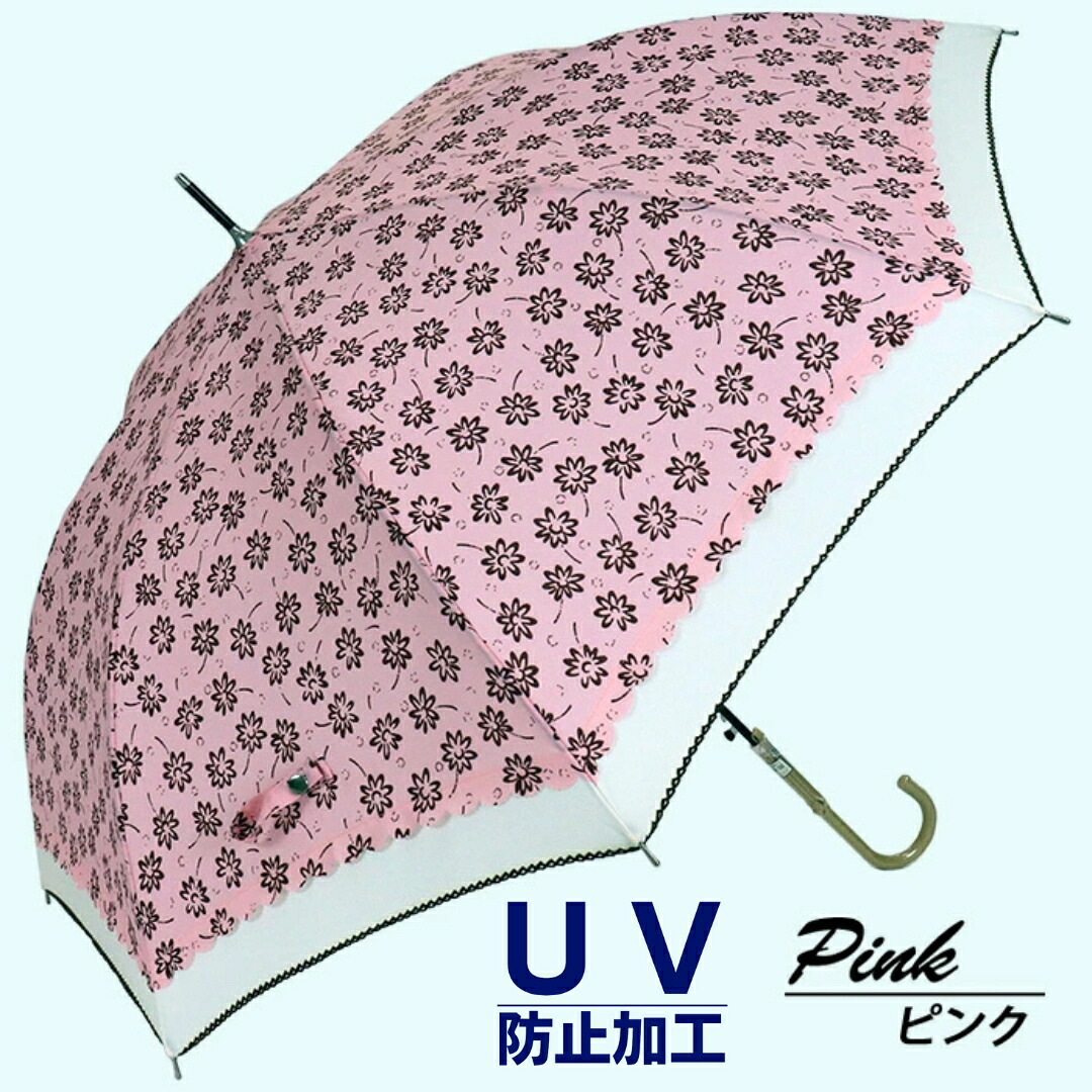 【ふるさと納税】晴雨兼用傘 レディース 長傘 大きめ 小花プリント ワンタッチジャンプ 165203 ピンク ／ UVカット まちづくり観光振興機構 UV防止加工 紫外線対策 全天候型 奈良県 田原本町｜奈良県田原本町