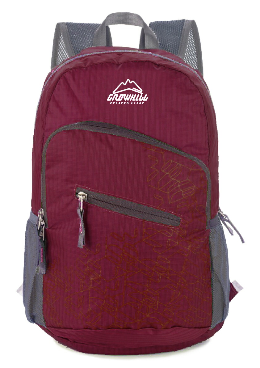 【ふるさと納税】GROWHILL フォルダブルバックパック 14L ワイン / ジェイクリエイト 軽量 コンパクトサブバック 登山 鞄 アウトドア ギフト 奈良県 田原本町