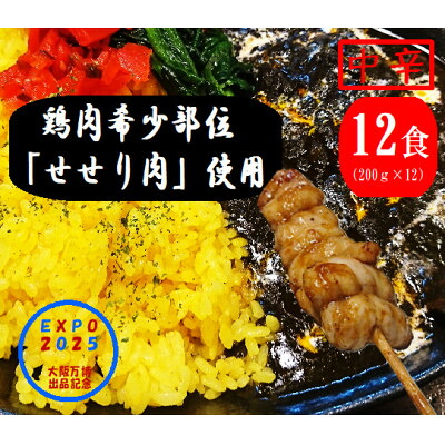 【ふるさと納税】上牧黒カレー 大阪万博出品記念 中辛バンバンセット 200g×12パック鶏肉の希少部位せせり肉を使用【1616107】