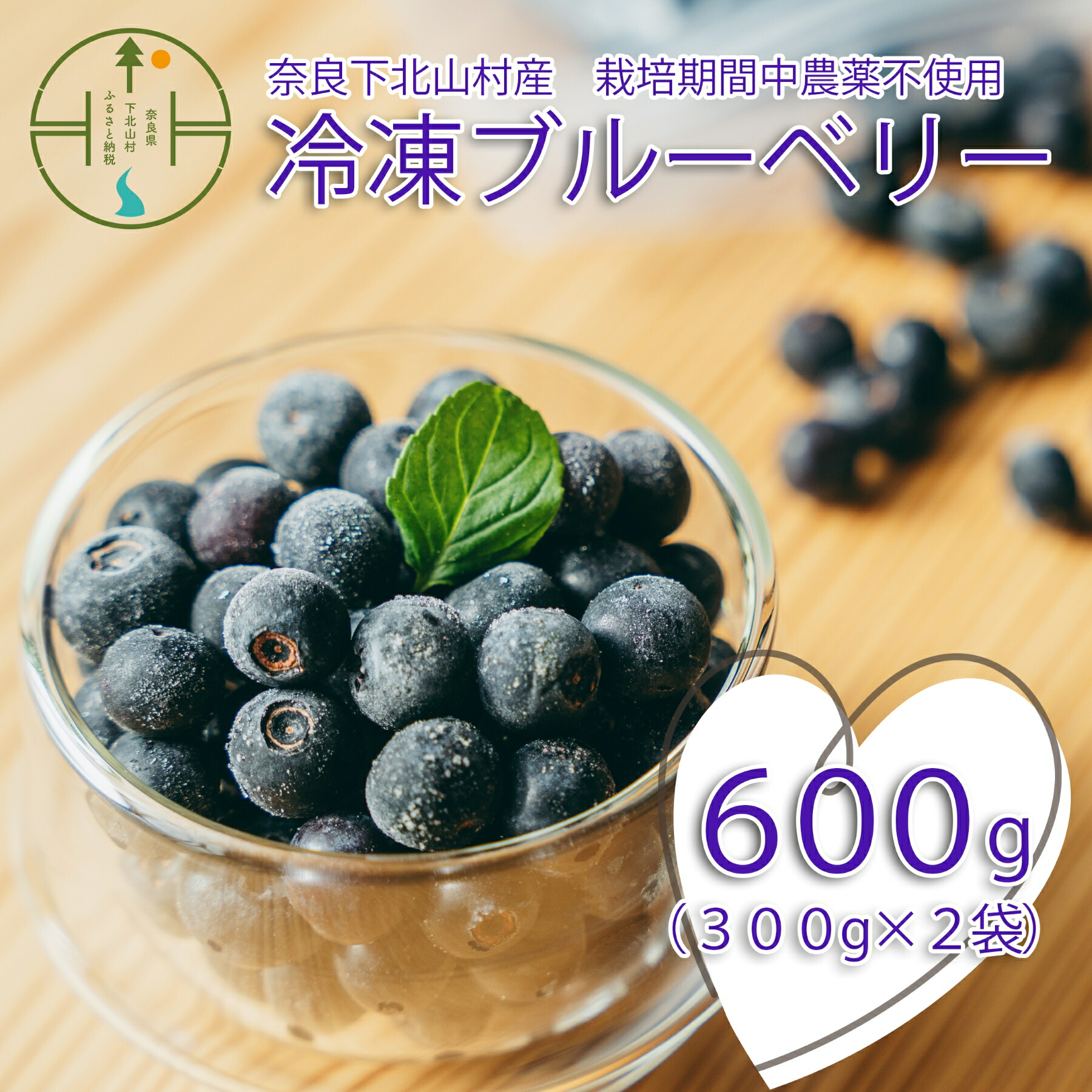 【ふるさと納税】先行受付 2025年7月～発送 栽培期間中農薬不使用 としちゃんのブルーベリー 300gx2 手摘み 下北山村産