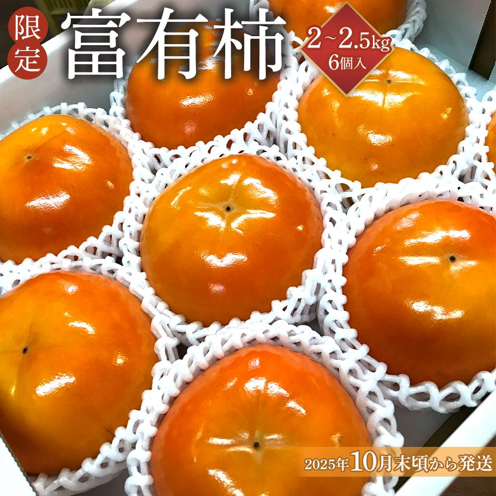 【ふるさと納税】【限定】 富有柿 2kg～2.5kg 6個入 至高の逸品 約1000個に１個！【先行予約】【2025年10月末頃から発送】【KG5】 | 柿 かき フルーツ 果物 くだもの 食品 人気 おすすめ 送料無料
