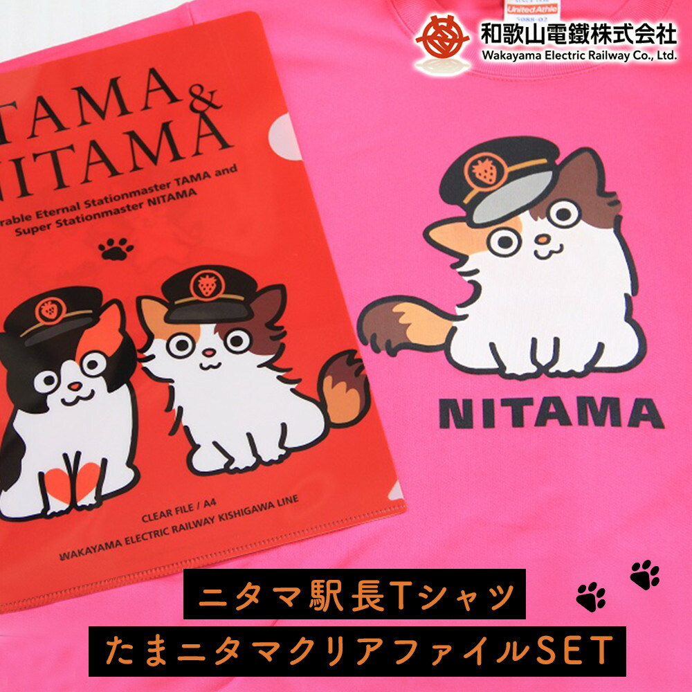 【ふるさと納税】ニタマ駅長Tシャツ＜L＞・たまニタマクリアファイルセット