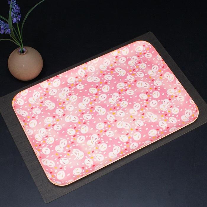 【ふるさと納税】タツクラフト 友禅和紙トレー L 39cm 2枚セット 桜 雪うさぎ 【Tk317】