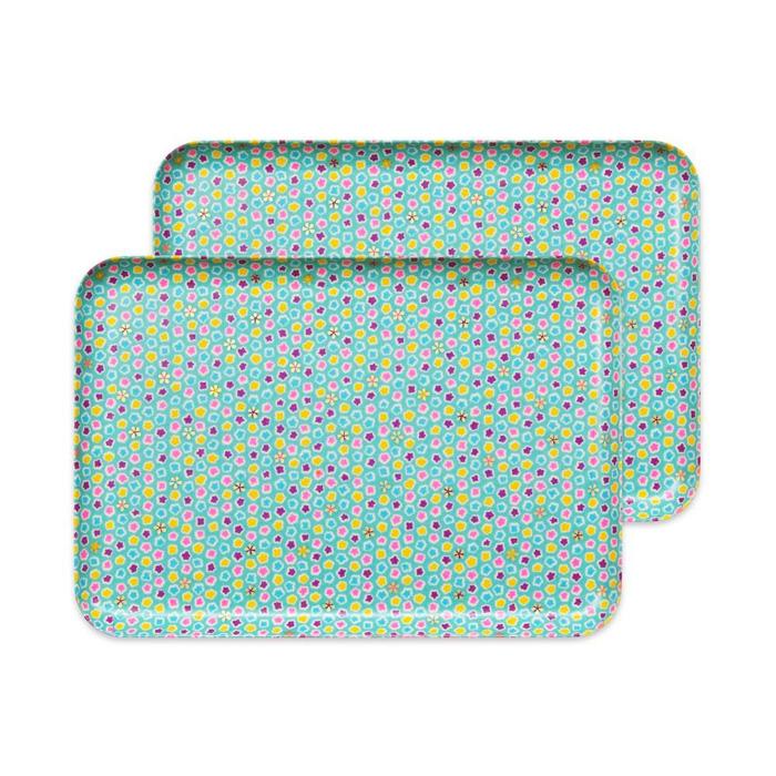 【ふるさと納税】タツクラフト 友禅和紙トレー L 39cm 2枚セット 桜 金平糖 水色 【Tk323】