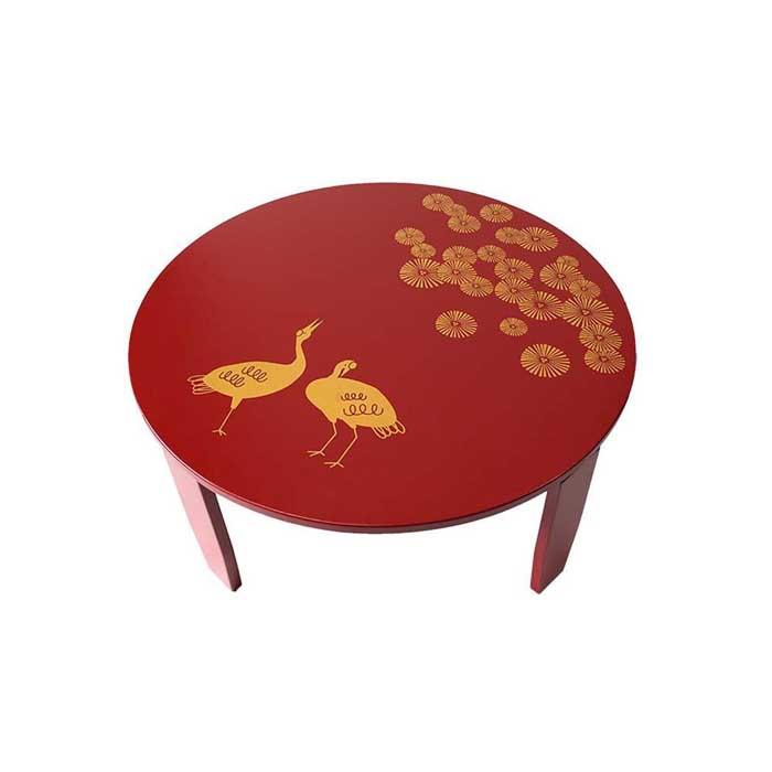 ふるさと納税 和歌山県 海南市 和風カフェテーブル小　松鶴　赤 ふるさと納税 家具 テーブル 和歌山県 海南市 和風カフェテーブル小 波