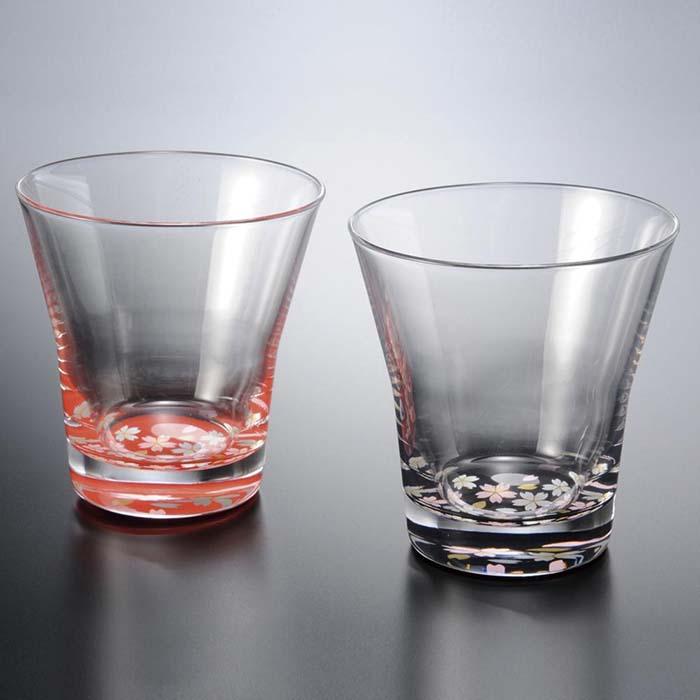 【ふるさと納税】ぬりもん de Verre フリーグラス 蒔絵 桜 ペアセット 16,500円