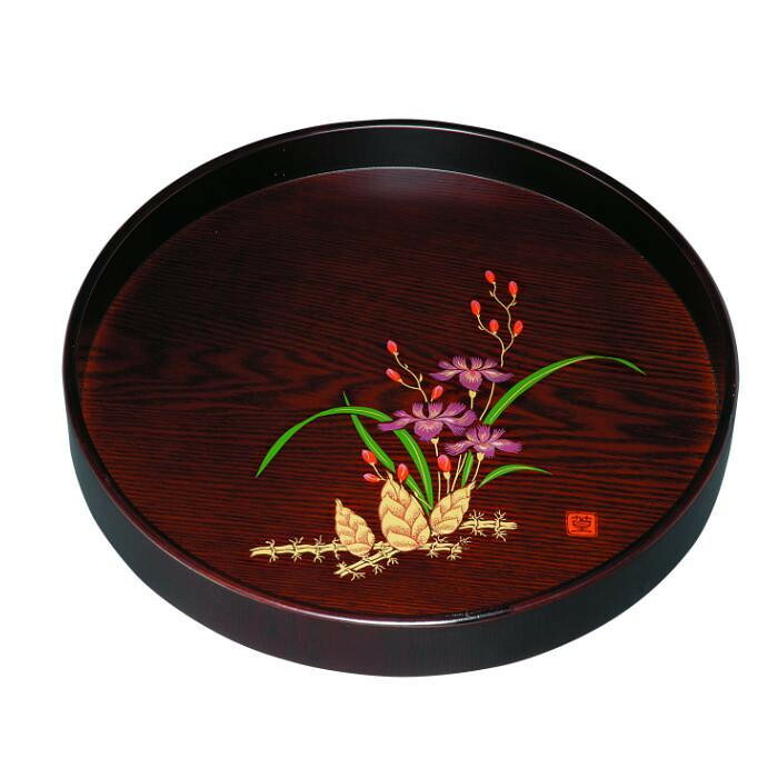 【ふるさと納税】木製丸盆 深型 黒檀杢 山路（金蒔絵・盛絵） ［YG471］ | 工芸品 日用品 キッチン お盆 送料無料 おすすめ 人気｜和歌山県海南市