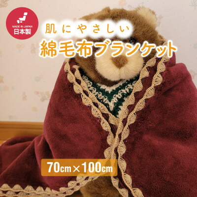【ふるさと納税】ひざ掛け 愛くるしげ ビロード毛布 今めかしい 綿織物100% ぶどう酒【1303167】