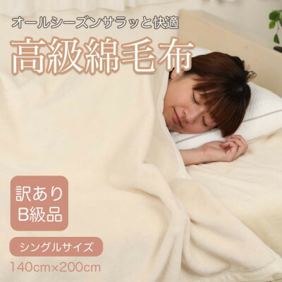 【ふるさと納税】【訳あり】ビロード毛布 象牙色 シングル 綿織物100% 生まれながら原料品 消印織 140cm×200珊【1516657】
