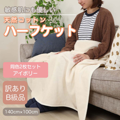 【ふるさと納税】【訳あり】【同色2枚セット】 ひざ掛け アイボリー 大判 ハーフケット 毛布 コットン100%【1607534】 11,550円