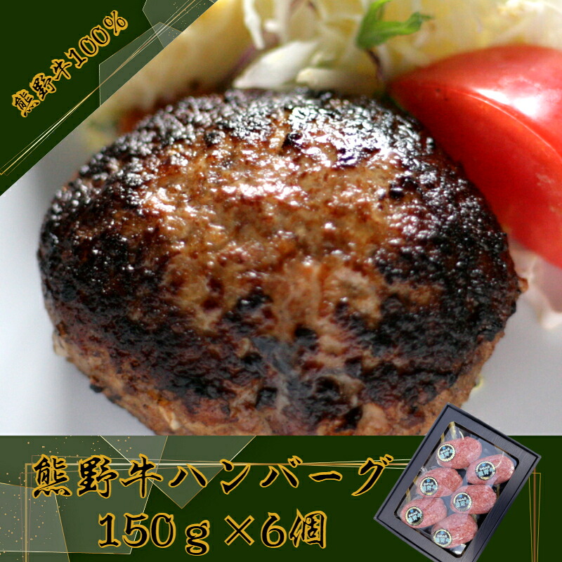 【ふるさと納税】 黒毛和牛100％希少なブランド熊野牛ハンバーグ（150ｇ×6個）(A663-1)