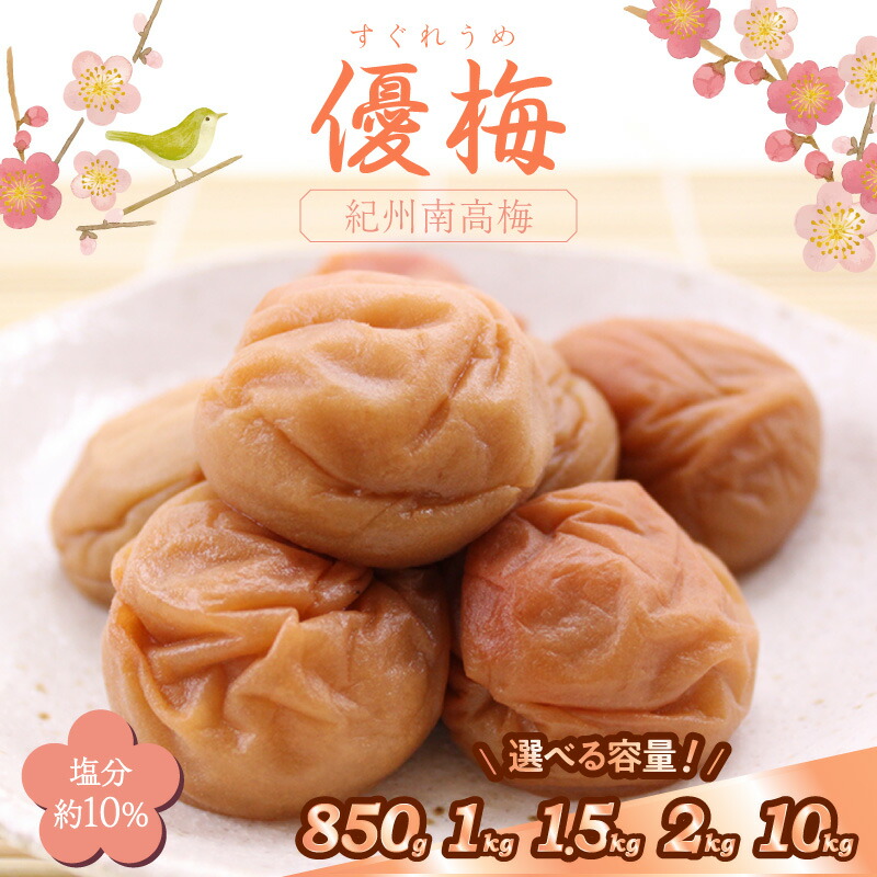 【ふるさと納税】《★レビュー高評価》紀州南高梅 優梅850g 1kg 1.5kg 2kg 10kg(和歌山県産) ふるさと納税 梅干し ふるさと納税 梅干 ふるさと納税 うめぼし 梅 送料無料|和歌山県御坊市
