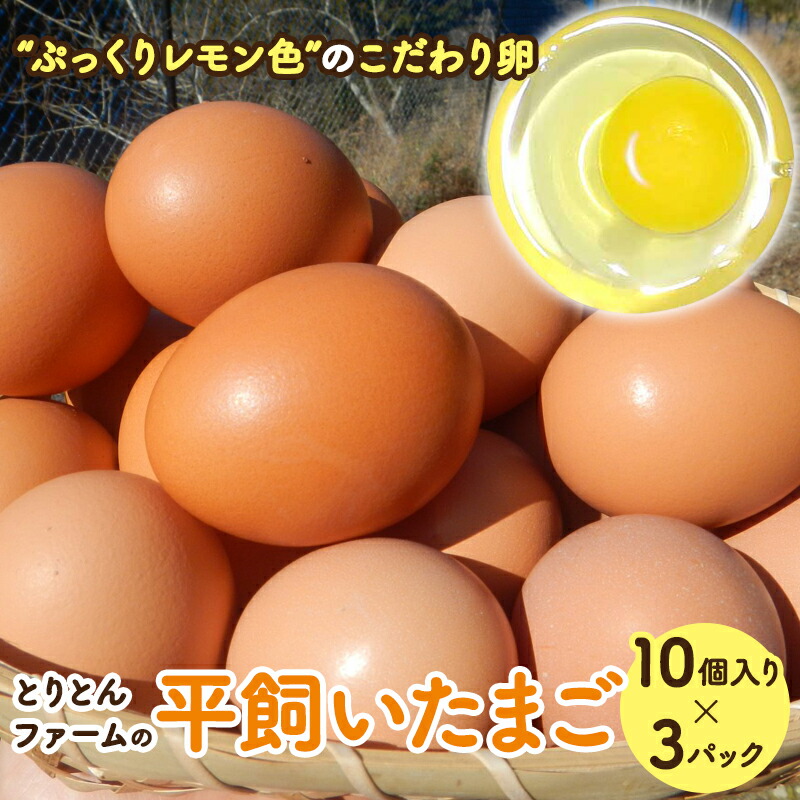 【ふるさと納税】とりとんファームの平飼いたまご10個入り×3パック / たまご 卵 卵焼き 卵がけご飯 料理 まとめ買い ご飯のお供 田辺市 鶏卵 平飼い 和歌山県