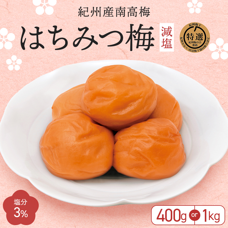 【ふるさと納税】  紀州南高梅 はちみつ梅 減塩（塩分3％）【選べる内容量400g 1kg】 / 梅干し 梅干 梅 はちみつ梅 A級品 紀州南高梅 南高梅 減塩 塩分控えめ 中田食品 和歌山 田辺市