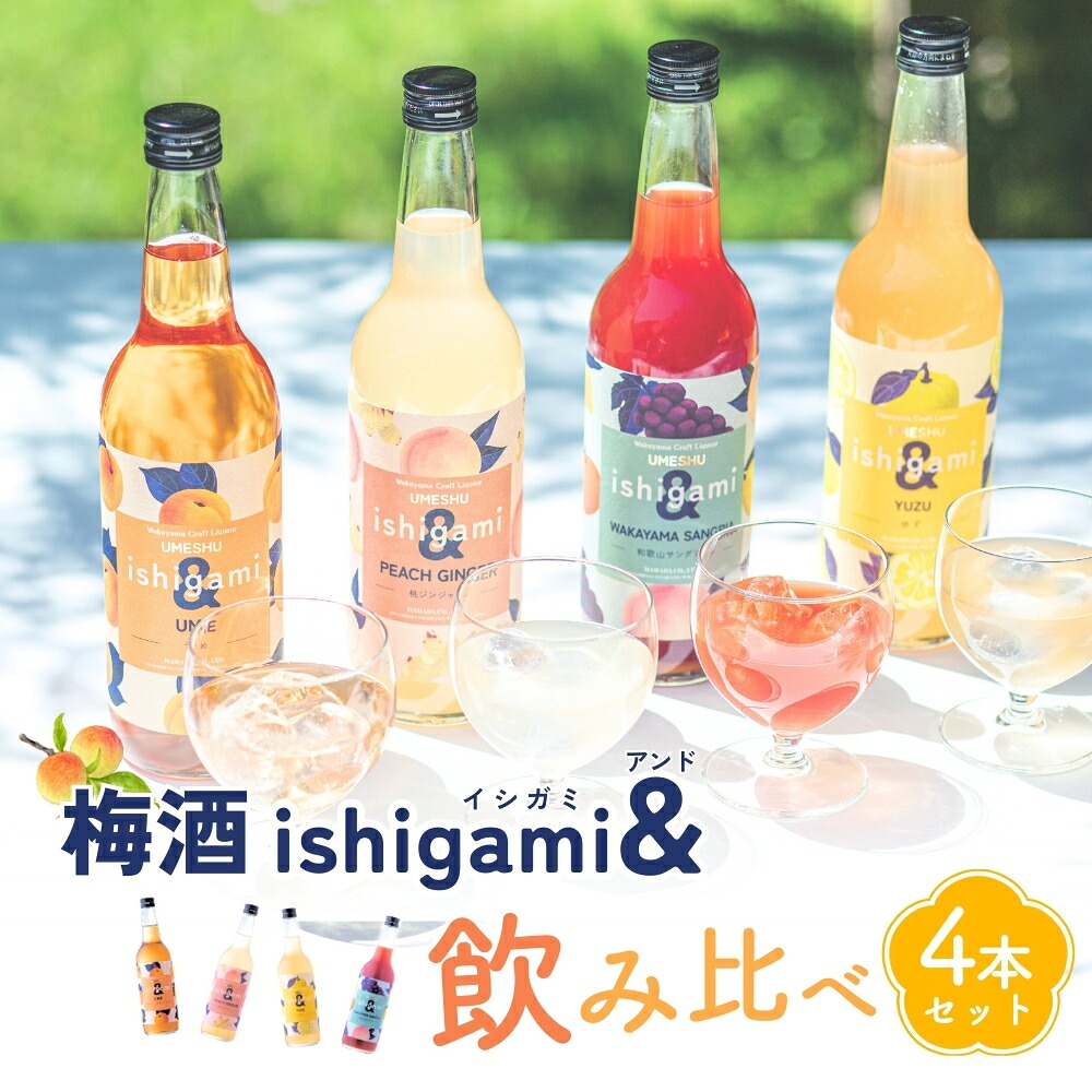【ふるさと納税】 ＼飲み比べ／ 梅酒ishigami&（イシガミアンド）600ml&times;4本セット / 和歌山 田辺市 梅干し 梅干 梅 うめ 酒 フルーツ 飲み比べ ギフト 贈答品｜和歌山県田辺市