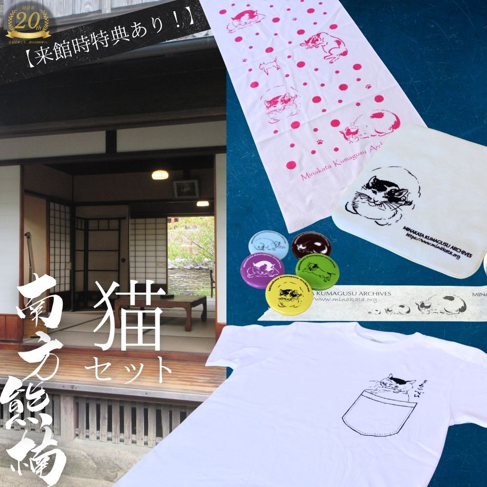 【ふるさと納税】 【田辺市20周年記念】来館特典あり！ 南方熊楠 猫セット / 和歌山 田辺市 偉人 南方 熊楠 歴史 グッズ オリジナルグッズ※寄付時にご希望のサイズ・カラーを備考欄にご記入ください※｜和歌山県田辺市