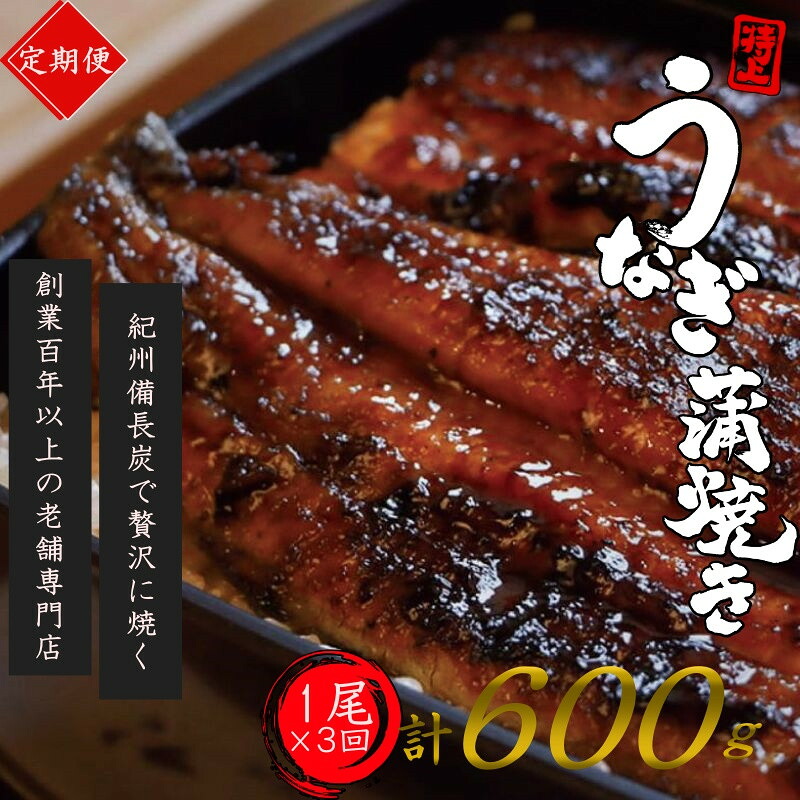 【ふるさと納税】 【全3回定期便】極上！国産うなぎ蒲焼 1尾×3回 計3尾 約600g 創業100年以上続く老舗 紀州備長炭でじっくり焼き上げた専門店の味 （タレ・山椒付き）/ うなぎ ウナギ 鰻 蒲焼 国産 ふるさと納税
