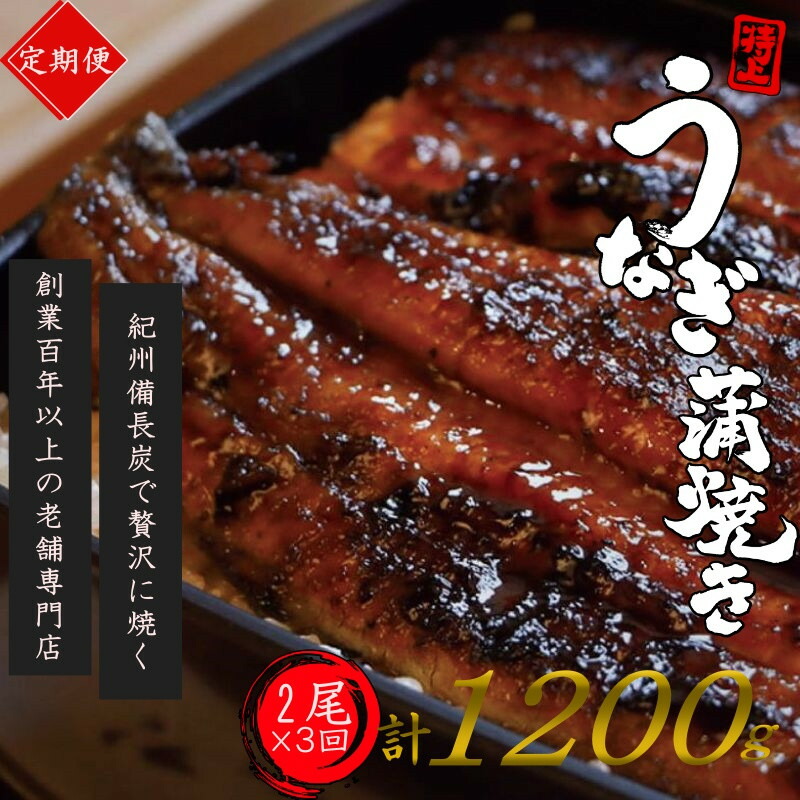 【ふるさと納税】 【全3回定期便】極上！国産うなぎ蒲焼 2尾×3回 計6尾 約1200g 創業100年以上続く老舗 紀州備長炭でじっくり焼き上げた専門店の味 （タレ・山椒付き）/ うなぎ ウナギ 鰻 蒲焼 国産 ふるさと納税