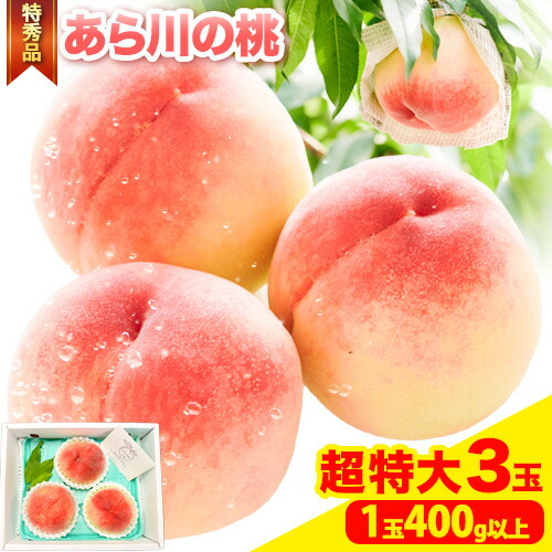 【ふるさと納税】特秀品 あら川の桃  超特大3玉 (1玉400g以上) 旬の品種をお届け！ もも WAT農園《2025年6月中旬-8月下旬頃出荷》  和歌山県 紀の川市 モモ フルーツ 旬の桃 桃山白鳳 白鳳 川中島白桃