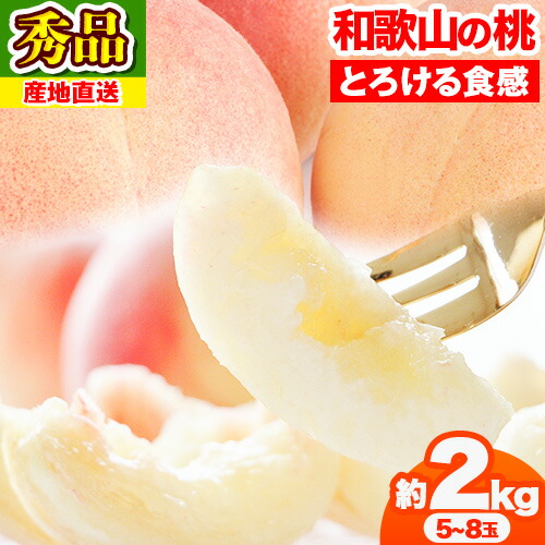 【ふるさと納税】桃 もも 秀品 和歌山の桃 和歌山県産 約2kg 5～8玉入り モモ 果物 フルーツ お取り寄せ 桃  旬の桃厳選 白鳳 清水白桃 川中島白桃 紀の川市厳選館 《2025年6月下旬-8月上旬頃出荷》和歌山 紀の川 桃 あら川 白鳳 もも モモ フルーツ