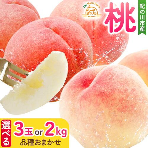 【ふるさと納税】桃 紀の川市産 選べる 3玉 約2kg(5～8玉)  品種おまかせ NaruFarm《2025年6月上旬-7月中旬頃出荷》和歌山県 紀の川市 桃 もも 果実 果物 フルーツ デザート 送料無料