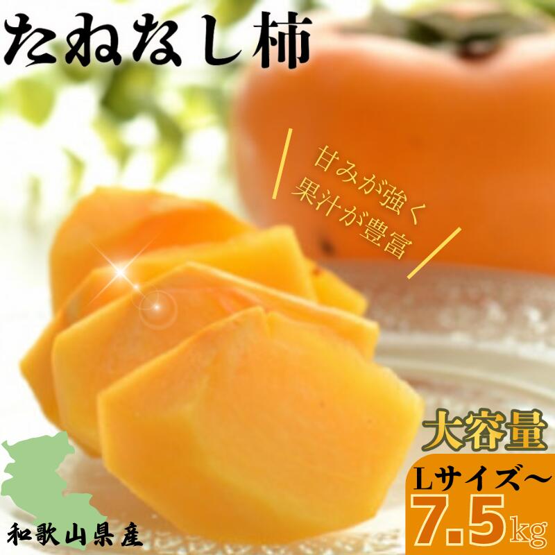 【ふるさと納税】たねなし 柿 約7.5kg【選べるサイズ】Lサイズ または  2Lサイズ  【2025年9月下旬～10月下旬に順次発送致します。】《 レビューキャンペーン 実施中 ! 》【先行予約】【JAわかやま】 / 種なし 種無し タネなし 柿 かき カキ フルーツ 果物 人気 旬