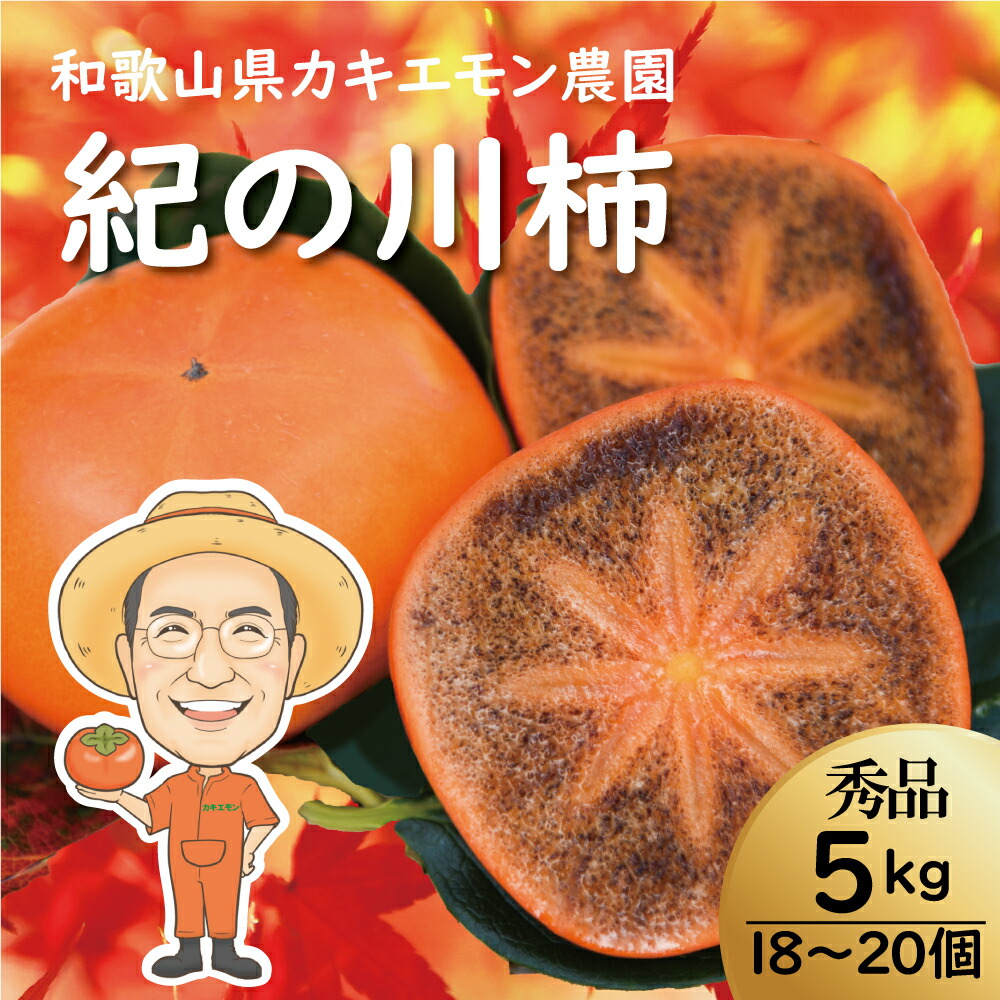 【ふるさと納税】 紀の川柿 柿 約 5kg 18 ～ 20個 【2025年10月中旬～11月中旬頃順次発送】カキエモン農園  果物 くだもの フルーツ 柿 かき 和歌山 人気 送料無料 | 柿 かき フルーツ 果物 くだもの 食品 人気 おすすめ 送料無料