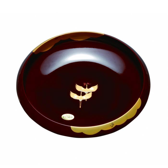 【ふるさと納税】7.5寸 菓子鉢 溜 金雲昇鶴