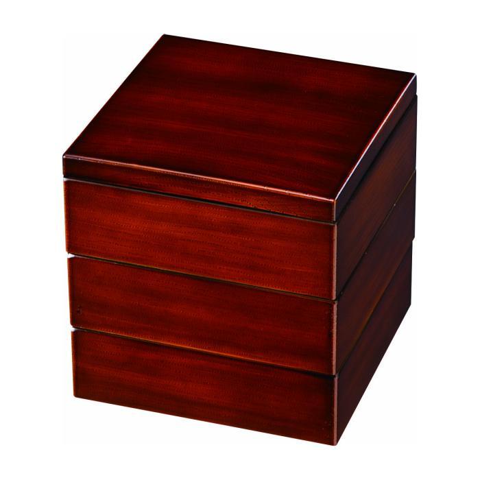 【ふるさと納税】三段重箱 4.5寸 杢目