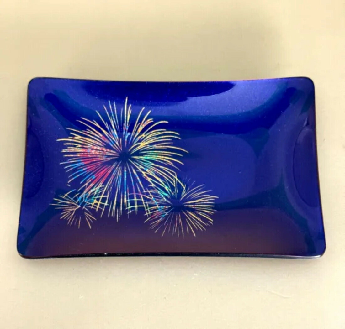 【ふるさと納税】角小皿 花火 マジョブルー ［NF131］ | 食器 パーティ 漆器 工芸品 クラフト 民芸 人気 おすすめ 送料無料 ギフト プレゼント 贈り物