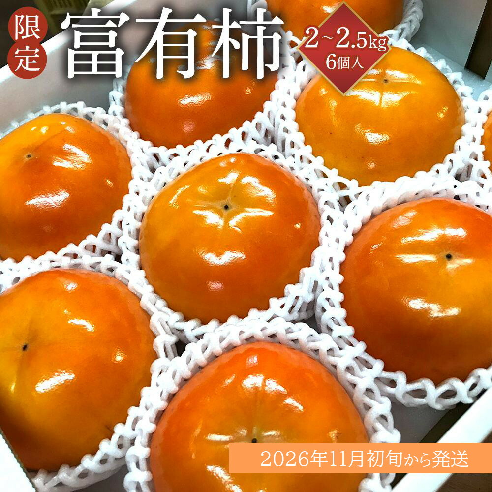 【ふるさと納税】［限定］ 富有柿 2kg～2.5kg 6個入 至高の逸品 約1000個に１個！［先行予約］［2026年11月初旬頃から発送］［KG5］ | 九度山町 富有柿 人気 おすすめ 柿 フルーツ 果物 秋の味覚 ギフト 贈答用 渋抜き お取り寄せ 送料無料 ふるさと納税