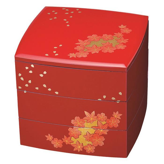 【美品】春慶塗　春慶　隅切三段重　お重　弁当　BENTO bentobox 14442630.jpg