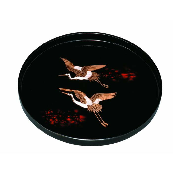 【ふるさと納税】丸盆 30cm 別甲 二羽鶴 ［YG442］ | 工芸品 日用品 キッチン お盆 送料無料 おすすめ 人気