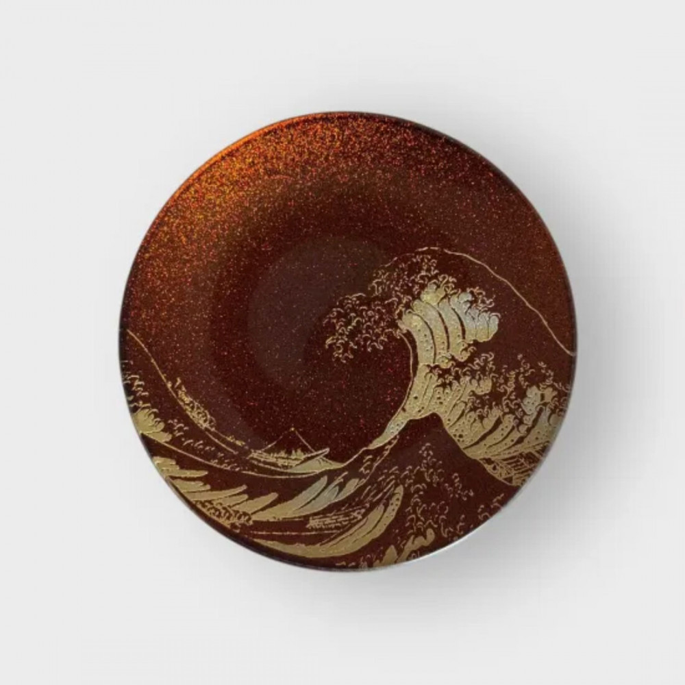 【ふるさと納税】丸小皿 北斎 梨地レッド ［NF262］ | 食器 パーティ 漆器 工芸品 クラフト 民芸 人気 おすすめ 送料無料 ギフト プレゼント 贈り物